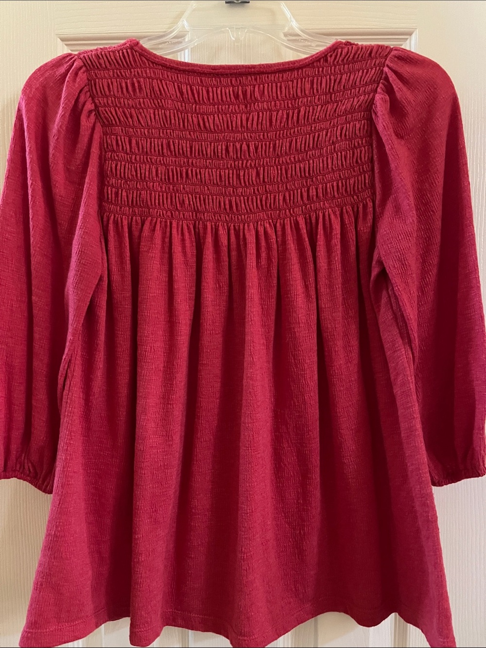 Max Studio Raspberry Smocked Yoke Peasant Top - Picture 10 of 13
